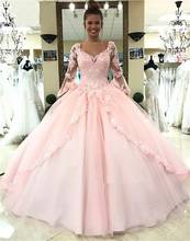 ANGELSBRIDEP Long Sleeves Ball Gown Quinceanera Dresses 15 Party Fashion Applique Tulle Princess Birthday Gowns Plus Size 2024 - buy cheap