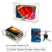 3,5 дюймовый сенсорный экран для Raspberry Pi 4 Model B/3B +/3B с охлаждающим вентилятором + акриловый чехол + радиаторы TFT LCD 60FPS Disaply 2024 - купить недорого