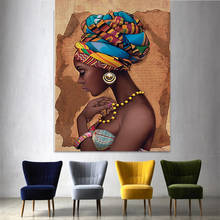Pintura en lienzo moderna con collar de chica africana, pósteres e impresiones de Cuadros, imagen artística para pared, sala de estar, decoración del hogar, Cuadros 2024 - compra barato