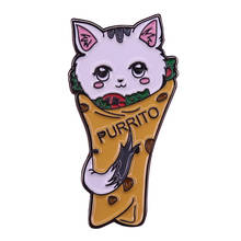 Pin de gato de taco creativo, broche de burrito vegano, insignia de derechos de animales, joyería de comida, regalo de foodie vegano, accesorio para amantes de los gatos 2024 - compra barato