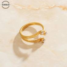 SOMMAR couple gift Gold Vermeil size 6 7 8 female ring for women Minimalistic opening ring men Girlfriend Birthday's Gift 2024 - buy cheap