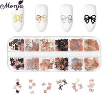 Monja 12 Grids/Box Nail Art Butterfly Shape Sequins 3 Styles Metal Mixed Color 3D DIY Flake Manicure Decoration Accessories 2024 - buy cheap