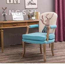 American Single Leisure Chair European Solid Wood Used Dining Chair Dining Chair Bedroom Computer Chair Cafe Chair 2024 - buy cheap