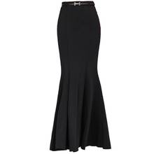 spring Vintage Black Long Mermaid Skirt Women  Elegant package hip trumpet Skirts With Free Belt plus size 2XL 2024 - buy cheap