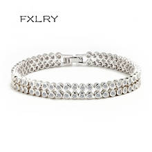 Fxlry pulseira geométrica romana, pulseiras brancas e de zircônia cúbica aaa, acessórios femininos para joias 2024 - compre barato