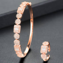 GODKI Trendy Stack Jewelry Set For Women Wedding Baguette Saudi Arabia Bangle Ring Set Engagement brincos para as mulheres 2020 2024 - buy cheap