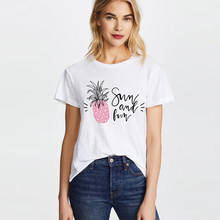 Camiseta con estampado de flamenco para mujer, ropa blanca de algodón para mujer, Tops de talla grande para mujer, camiseta informal Harajuku 2020 2024 - compra barato