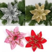 5pcs Christmas Flowers Cloth 13cm Xmas Tree Decoration artificial flower Party Home New Year Ornament DIY Gold Silver Red Pink 2024 - buy cheap