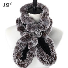 JKP 2020 Real Rex Rabbit Fur Scarf for Women Winter Warm Natural Animal Fur Designer Scarves Wraps WJ-96 2024 - buy cheap