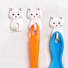 3Pcs Self Adhesive Wall Decor Hooks Cute Cartoon Cat Door Hooks Durable  For Kitchen Spoon Sundries Hanger Bathroon Towel Hook 2024 - compre barato