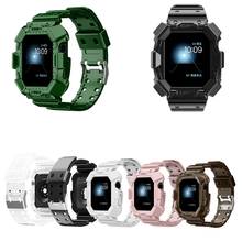 Силиконовый чехол + ремешок для Apple Watch Series 6/5/4/3/2/1/Se, прозрачный спортивный браслет для IWatch 38 мм 40 мм 42 мм 44 мм 2024 - купить недорого