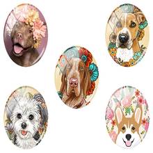 TAFREE s/lot Handmade Oval Glass Cabochon Lovely dog Flatback Dome Jewelry Finding Pendant Base DG41 2024 - buy cheap