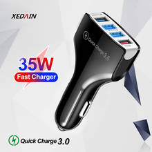 XEDAIN QC3.0 автомобильное зарядное устройство мобильный телефон автомобильное зарядное устройство 4 порта USB Автомобильное зарядное устройство адаптер с кабелем универсальный для iPhone Samsung Huawei 2024 - купить недорого