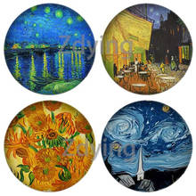 Zdying Classic Van Gogh Oil Painting Sunflower Starry Sky Print Round Glass Cabochon & Glass Dome DIY Pendant Jewelry Findings 2024 - buy cheap