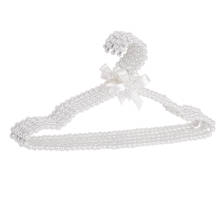 Perchas de plástico con cuentas de perlas para adultos y niños, paquete de 10 perchas estándar de moda elegante, color blanco 2024 - compra barato