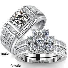 Классические обручальные кольца из белого золота в форме сердца, циркониевые кольца для пары, обручальные кольца, серебряные кольца, ювелирные изделия 2024 - купить недорого