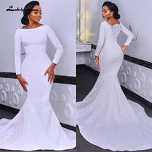 Modern Africa Mermaid Wedding Dresses Simple Long Sleeves Appliqued Lace Bridal Gowns Plus Size Sweep Train Vestidos De Novia 2024 - buy cheap