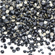 Junao ss6 8 10 12 16 20 mix tamanho preto cristal strass flatback vidro cristal strass para diy manicure arte do prego decoração 2024 - compre barato