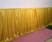 Шелковая прозрачная желтая Золотая свадебная юбка для вечерние ла, праздничная Банкетная сценическая скатерть для украшения стола 2024 - купить недорого