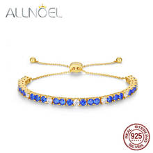 ALLNOEL-pulsera de plata de ley 925 para mujer, espinela azul 5A, circonita blanca, regalo delicado, joyería fina de gran oferta 2024 - compra barato