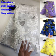Tela de encaje de Organza Africana bordada, tejido de encaje francés de alta calidad, tela nigeriana de encaje para vestido de fiesta de boda, policía-0014 2024 - compra barato