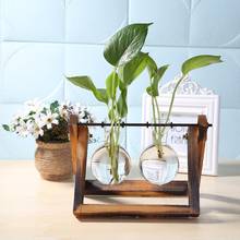 Vaso de madeira para decoração de casa, mesa de terrário para planta hidropônica, bonsai, vaso de flores suspenso com bandeja de madeira 2024 - compre barato