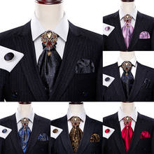 Conjunto de gemelos de moda para hombre, corbata de ascuna, broche de diamantes de imitación, broche de estilo británico Vintage, Formal, para caballeros, boda, Luke. Wang 2024 - compra barato