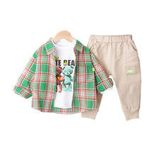 New Spring Autumn Children Plaid Clothes Baby Boys Shirt  Girls Cartoon T Shirt Pants 3Pcs/sets Kids Clothing Infant Sportswear 2024 - buy cheap