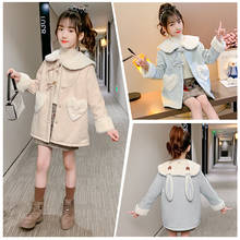 2020 Cartoon Rabbit Woolen Winter Coat Long Thicken Jacket For Girls Cotton Childrens Jacket Girls Clothes For 4-12 Years Old 2024 - buy cheap