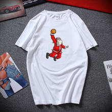 Новинка; летняя уличная футболка; Camisetas Hombre; Забавные футболки с изображением Санта-Клауса; топ; хлопковая футболка с короткими рукавами; homme 2024 - купить недорого