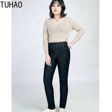 TUHAO-pantalones vaqueros de cintura alta para mujer, Jeans ajustados de talla grande 5XL, 4XL, 3XL, negro y azul, WM62 2024 - compra barato