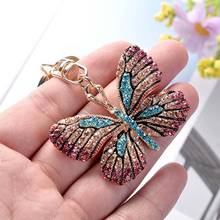 LLavero de mariposa con diamantes de imitación de alta calidad para mujer, llavero, anillo, bolsa de coche, colgante para Navidad, 1 Uds. 2024 - compra barato