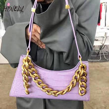 Purple Chain Tote Bags For Women Vintage Mini Leather Shoulder Bag Retro Stone Pattern Purse luxury handbags women bags designer 2024 - buy cheap