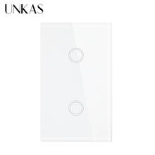 UNKAS US Standard Smart Switch 2 Gang 1 Way Touch Sensor Switch Luxury Crystal Glass Single And Double Circle Wall Light Switch 2024 - buy cheap