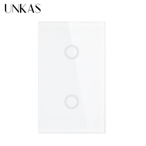 UNKAS US Standard Smart Switch 2 Gang 1 Way Touch Sensor Switch Luxury Crystal Glass Single And Double Circle Wall Light Switch 2022 - buy cheap