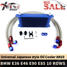 Universal 10-Rows Oil Cooler For E36 E46 E90 318i 320i 325i 330i Engine Oil Radiator + Oil Cooler Hose 2024 - buy cheap