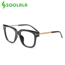 SOOLALA-gafas de lectura cuadradas grandes para hombres y mujeres, lentes de aleación, marco transparente, lector de presbicia, + 1,0 a 4,0 2024 - compra barato