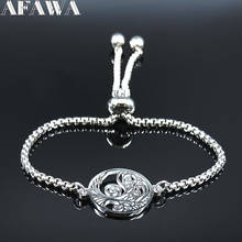 Pulsera de cadena de acero inoxidable de árbol de la vida para mujer, brazalete de cadena de Color plateado, joyería, brazalete inoxidable, 2021, B18599 2024 - compra barato