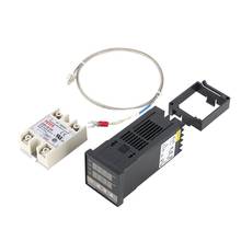 Kit de controlador de temperatura Digital PID, termostato REX C100 con doble pantalla Digital, relé SSR 40Da y Sensor de sonda tipo K 2024 - compra barato