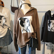 Женский пуловер с капюшоном, свитер с V-образным вырезом и длинными рукавами в Корейском стиле ретро, весна 2021 2024 - купить недорого