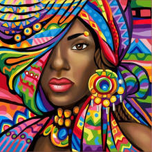 Pintura de diamante 5d para mujer africana, bordado de diamantes cuadrados/redondos, cabeza de color, mosaico artesanal, decoración del hogar 2024 - compra barato
