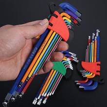 9PCS Hex Key Set Long Arm Foldable Chrome Vanadium Steel Ball End Allen Key Set Folding Wrench Tool Set 2024 - buy cheap