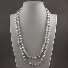 Terisa-collar de perlas largas barrocas para mujer, joyería de perlas blancas de agua dulce, cuentas de cristal grises, regalo clásico 2024 - compra barato