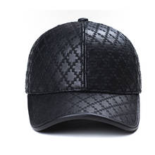 Gorra de béisbol de cuero auténtico para hombre y mujer, gorro de béisbol de alta calidad, a la moda, con diamantes de imitación, de oveja, color negro, Otoño e Invierno 2024 - compra barato