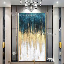 Modern Family Golden Wall Art Picture Abstract Gold Foil Painting Handwork Blue Living Room Decor Big Size Canvas painting 2024 - buy cheap