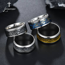 Letdiffery Cool Dragon Inlay Men Rings 8mm Stainless Steel Women Rings for Party Punk Jewelry Dropshiping 2024 - buy cheap