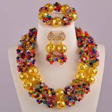 Multicolors Crystal Necklace African Beads Nigerian Jewelry Set 2024 - buy cheap