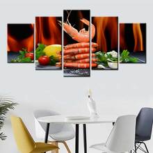 Pintura de comida de camarones, póster de restaurante de cocina moderno, lienzo Modular, arte de pared, imagen impresa en HD para decoración del hogar y sala de estar 2024 - compra barato