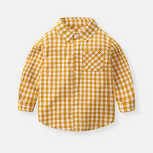 Детская клетчатая рубашка для мальчиков, повседневные хлопковые рубашки с длинными рукавами для лета, 2019, BC574 2024 - купить недорого