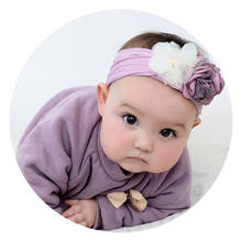 Tiara turbante florida para crianças, faixa de cabelo em nylon com laço elástico para recém-nascidos, acessórios para cabelo de meninas 2024 - compre barato